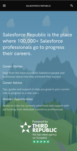 A screenshot showing the Salesforce Republic platform, powered by Third Republic
