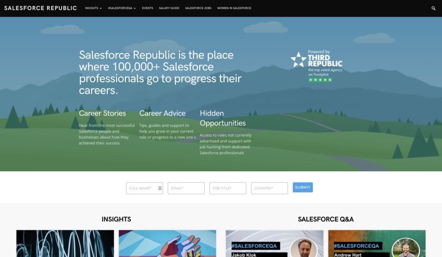 A screenshot showing the Salesforce Republic platform, powered by Third Republic